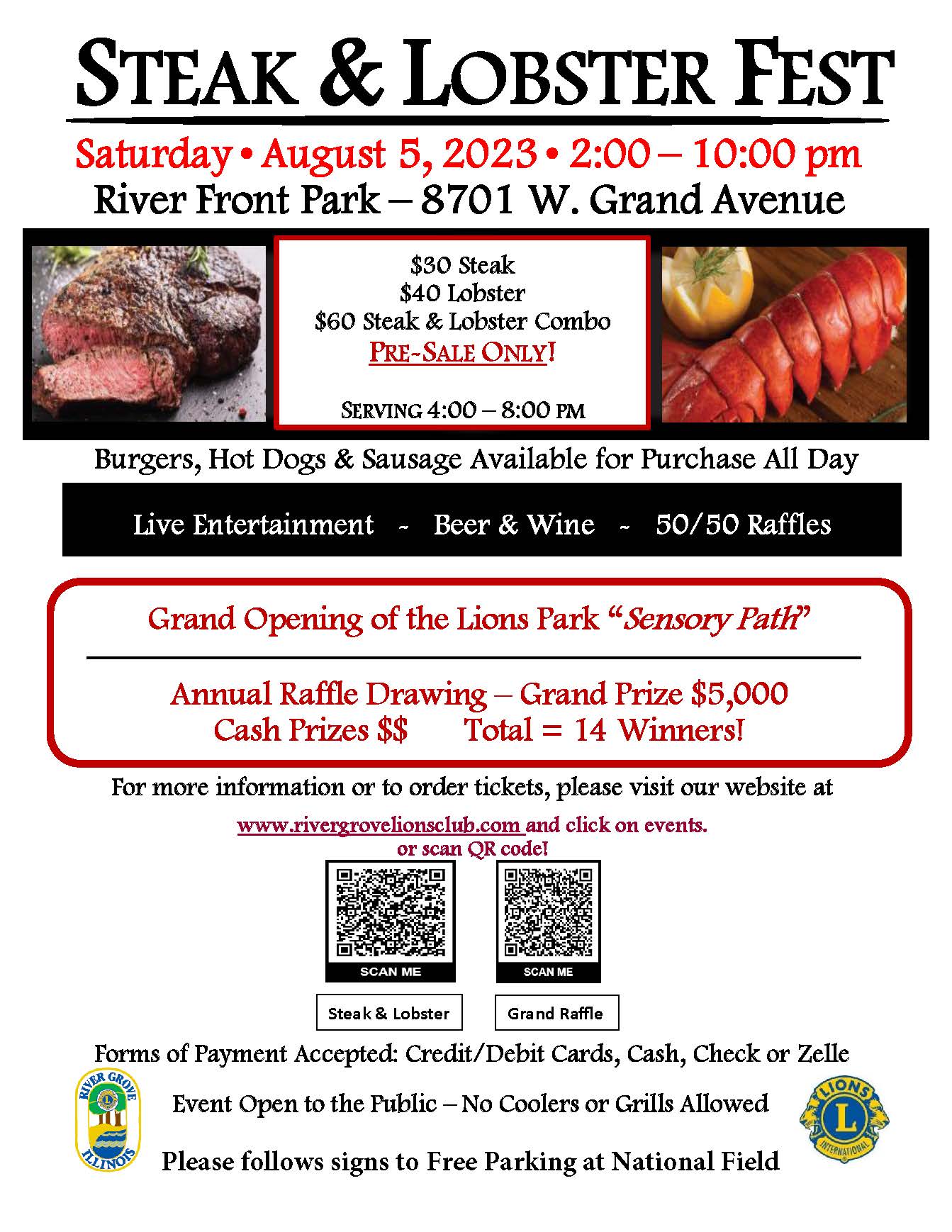Steak & Lobster Fest River Grove Lions Club